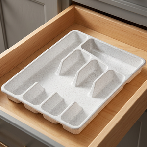 <b>Small</b> Gray Eco-Friendly Plastic PP Folding Multifunctional Cutlery Holder Organizer Kitchen Storage Rack Home Restaurant Use - Product Image 2