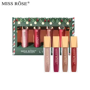מיס רוז 4 צבעים/סטי אופנה נוזלי שפתון ליפ גלוס סטי קרם לחות לאורך זמן עמיד למים קטיפה שפתיים הגהות אריזת מתנה