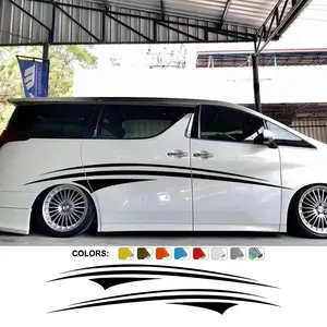 2Pcs Van Door Side Stickers Graphics Stripes Kit Cover Auto Body Decor Camper Car Horsebox Caravan RV Vinyl Decals Accessories - Product Image 1