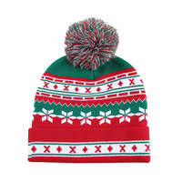 Bonnet de Noël 2026 en tricot pour femme, motif flocon de neige, renne et Père Noël, idéal pour l'automne et l'hiver