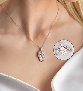 Cá Nhân Ẩn Tên Necklacesecret Tin Nhắn Tay Mặt Dây Chuyền Bảo Vệ Amulet Hamsa Thời Trang Hàng Ngày Mặc Đồ Trang Sức Cho Phụ Nữ - Product Image 4