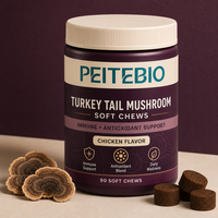 Friandises à mâcher molles aux champignons Turkey Tail pour animaux de compagnie avec mélange antioxydant pour le soutien immunitaire et le bien-être quotidien, saveur poulet, 90 unités