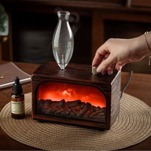 Diffuseur de parfum style cheminée électrique avec lumière ambiante LED et humidificateur ultrasonique pour usage hôtelier, décoration de table - Product Image 2