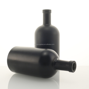 Rỗng chai Nhà cung cấp Matte đen vòng Chai Thủy Tinh 16oz 25oz với nút chai cho rượu Whisky rượu vang - Product Image 1