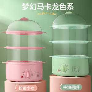 Cuiseur vapeur électrique Lingrui à trois étages, 6 L, couvercle transparent, fonction minuteur pour œufs durs, mini-cuiseur vapeur domestique - Product Image 5