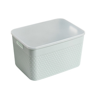 Desktop Organizer <b>Storage</b> <b>Box</b> With <b>Lid</b> Rectangle <b>Small</b> Cosmetic Office Snack Container Light Pink Grayish White Light Blue - Product Image 5