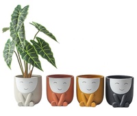 Pot de fleur en porcelaine émaillée en céramique créative nordique Pot de plante succulente humanoïde mignon pour la maison et le jardin décor d'art de bureau