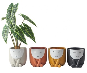 Maceta de porcelana esmaltada de cerámica creativa nórdica, maceta de planta suculenta humanoide bonita para el hogar y el jardín, decoración artística de escritorio - Product Image 3