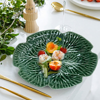 Forme de chou vert assiette en porcelaine ensembles de vaisselle en céramique bol tasse de marque de café gros au détail