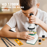 Zhorya Science Stem Kit Educational Portable Microscope Toy Kids Science Experiment Magnifier with LED Light for Primary