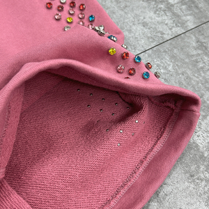 Ensemble survêtement décontracté surdimensionné en coton avec pantalon baggy et sweat à capuche zippé, style streetwear, avec strass pour homme - Product Image 5