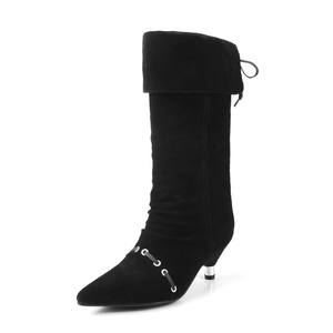 Zapatos de Tacón Medio Grueso, Hechos a Mano, Simples, de Punta Cuadrada, Color Sólido, Elegantes, Largos, Retro, Casuales, Antideslizantes e Impermeables - Product Image 1