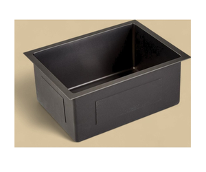 Fregadero de cocina de acero inoxidable estilo rústico con delantal frontal, hecho a mano, de un solo tazón, con acabado de esmalte negro para uso residencial de alta gama - Product Image 1