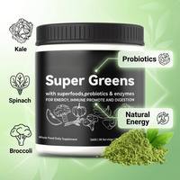 Mélange de Boissons Super Greens Marque Blanche : Optimisation Naturelle de l'Énergie et du Métabolisme, Détox, Complément Alimentaire à Base d'Aliments Entiers, 30 Portions
