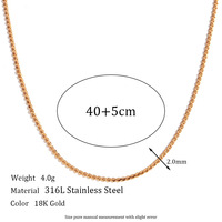 Collier minimaliste en acier inoxydable plaqué or 18 carats pour femme, chaîne simple et tendance