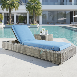 Lit simple de luxe en osier d'aluminium de rotin de <span class=keywords><strong>jardin</strong></span> de piscine extérieure <span class=keywords><strong>Matelas</strong></span> de chaise longue portable d'hôtel pour le salon Villa pour la terrasse - Product Image 1