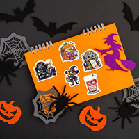 Nouveaux autocollants holographiques de style dessin animé pour enfants, décoration de fête d'Halloween transfrontalière, cadeau de vacances