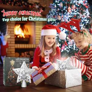 ต้นคริสต์มาสที่มีไฟประดับท็อปเปอร์ของต้นไม้รูป<span class=keywords><strong>ดาว</strong></span>นำกลวงต้นไม้หิมะสีเงิน - Product Image 5