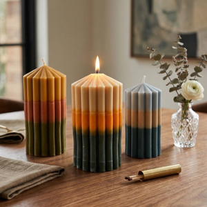 Vela cilíndrica de 3 colores en capas, vela perfumada de lujo de cera de soja, velas decorativas geométricas modernas para decoración del hogar, regalo NF - Product Image 1