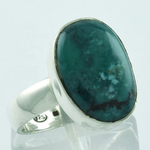 แหวนเงินสเตอร์ลิง925สไตล์คลาสสิกหินเทอร์คอยส์คุณภาพจากผู้ผลิตเครื่องประดับงานหมั้นครบรอบแต่งงานของขวัญอินเดีย - Product Image 1