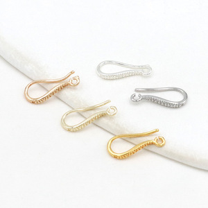 8K gold-plated copper U-shaped ear <b>hooks</b> with a smooth inner <b>hook</b>, 14K gold-plated copper; DIY handmade <b>earring</b> semi-finished - Product Image 1