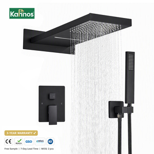 Chrome Finish Thermostatic Brass Single Handle Black Bathroom Faucets Wall Mounted Concealed Mixer <b>Shower</b> <b>Set</b> System Rain Jet - Product Image 1