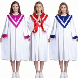 Robes de chœur unisexes en polyester avec logo personnalisé et broderie de croix pour les performances chorales adultes - Product Image 2