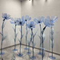 Installation sur scène Décor de restaurant Fleurs artificielles extérieures lumineuses Fleurs mécaniques décoratives lumineuses
