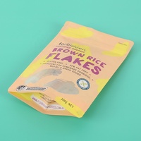 Vente en gros échantillon gratuit Sacs d'emballage en plastique thermoscellés imprimés et étanches à l'humidité Sacs de riz brun mat avec pochette debout avec fermeture éclair
