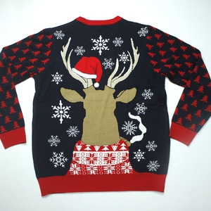 Nhà Máy OEM Vui Xấu Xí Xmas Áo Len Cho Nam Giới Tùy Chỉnh Jacquard Đan Với Logo Hỗ Trợ Tái Chế Sợi Fama Chứng Nhận Cung Cấp - Product Image 2