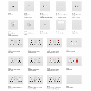 Bán buôn thiết kế mới tường chuyển đổi và ổ cắm Đức tiêu chuẩn PC grey Bảng điều chỉnh A6 loạt Ánh Sáng Thiết bị chuyển mạch điện đối với trang chủ - Product Image 2