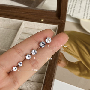<b>Stud</b> <b>Earrings</b> Ball Shape Claw Setting 4mm 6mm 7.5mm Everyday Wear Unisex - Product Image 1