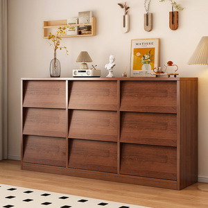 Mobile Contenitore Multifunzione in Legno Massello Design <span class=keywords><strong>Antico</strong></span> per Soggiorno Armadietto Basso da Terra per Arredamento Casa - Product Image 1