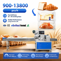 Machine d'emballage horizontale automatique à grande vitesse pour sacs/pochettes d'emballage alimentaire, hamburgers, tranches de pain grillé, pain pita, croissants