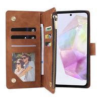 Étui en cuir multifonction avec fermeture éclair et cordon pour Samsung Galaxy S26 Plus S26 Pro Ultra A07 A17 A37 A57 A06 A26