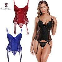 Taille S à XXXXXXL os élastiques à lacets Corset haut Corsage Corselet femmes à armatures Bustier 32F taille corps Shapers