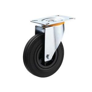 Rueda de carro de Servicio Ligero de 80kg, rueda de rodillo rígido de goma, rueda industrial sólida de polvo de goma negra de 80mm/100mm/125mm - Product Image 1