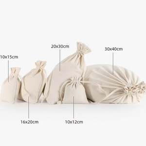 Bolsa de Tela de Lona de Algodón Reciclado, Bolsa Pequeña con Cordón, Almacenamiento a Prueba de Polvo, Embalaje Ecológico, Bolsa de Tela con Cordón - Product Image 6
