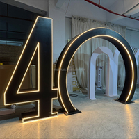 Arche géante en acrylique noire avec LED pour fête d'anniversaire NIKA, grand chiffre 40, toile de fond pour décorations d'anniversaire