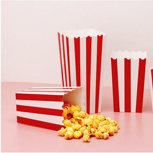 Bolsas de Papel para Palomitas de Maíz para Cine, Color Rojo y Blanco, Resistentes a la Grasa, Bolsas de Papel para Papas Fritas y Palomitas de Maíz - Product Image 1