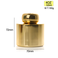 Bouteille en verre ronde de 120 ml pour diffuseur à bâtonnets, vide, avec bouchon à vis électroplaqué, pour huiles essentielles et parfums.