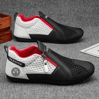 Chaussures de course décontractées respirantes pour hommes, à semelle souple, avec fermeture éclair, tige en tissu, résistantes à l'usure, pour étudiants