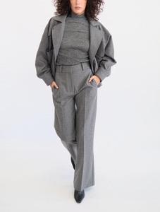 Chaqueta corta informal de moda para mujer personalizada de fábrica nueva chaqueta de bombardero de gran tamaño de manga larga con solapa gris retro de viscosa de lana - Product Image 3