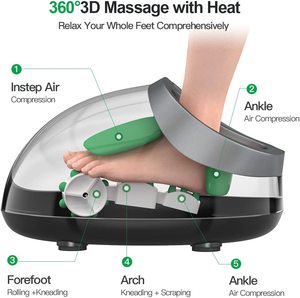 Mini Masajeador de Pies Eléctrico Neumático con Presión de Aire, Calor, Amasamiento, Reflexología, Intensidad Ajustable, Temporizador, Inalámbrico - Product Image 4