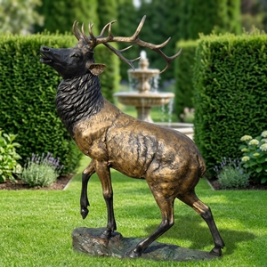 Estatua de <span class=keywords><strong>Alce</strong></span> de Bronce de <span class=keywords><strong>Tamaño</strong></span> <span class=keywords><strong>Real</strong></span> para Decoración de Jardín Exterior, Escultura de Ciervo de Latón Fundido, Gran Escultura de Animal de Metal para Villa o Parque - Product Image 1