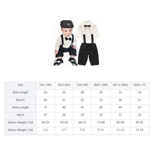 Conjunto de 3 Piezas de Algodón de Alta Calidad para Bebés Niños, Estilo Caballero, Camisas Blancas Formales para Fiesta de Cumpleaños + Overoles + Lazos - Product Image 2