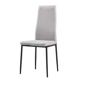 A buon mercato Grigio <span class=keywords><strong>Tessuto</strong></span> di Lino In Tubo di Acciaio Sedia Da Pranzo - Product Image 1