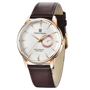 Pagani Design Men's Mechanical <b>Watch</b> 40mm Round Dial <b>Leather</b> Strap Water Resistant 100m Date Day Display - Product Image 1