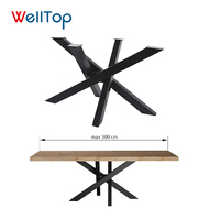 Pieds de table personnalisés à usage intensif Pieds de table en acier Pieds de bureau à manger en métal avec base Pieds de table basse Pieds de table araignée à armature croisée noire