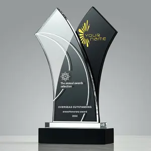 מפעל זול לוגו מודפס גביע קריסטל 3 צבעים פרס עבור מזכרת החברה